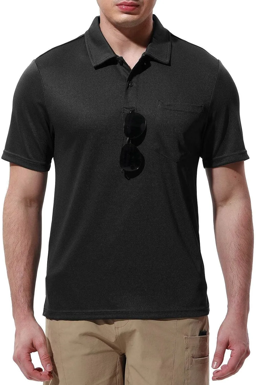 Rdruko Men's Polo Shirts Short Sleeve Quick Dry Outdoor Golf Sports Shirts with Pocket