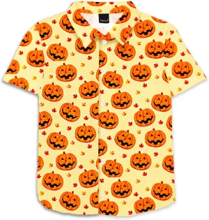 Remimi Unisex Kids Halloween Shirt Holiday Hawaiian Tops Short Sleeve Ugly Button Up 5-14 Years