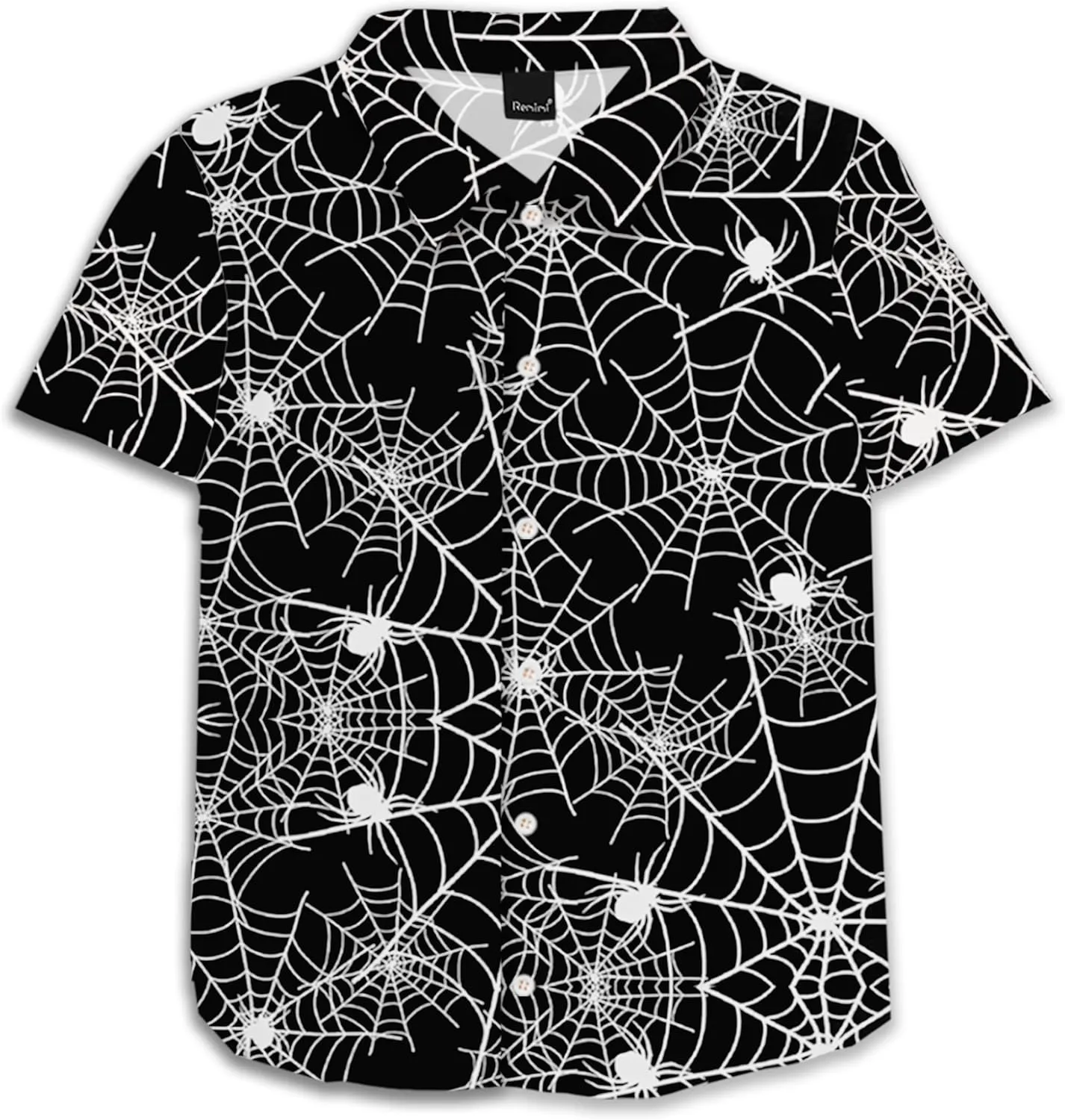 Remimi Unisex Kids Halloween Shirt Holiday Hawaiian Tops Short Sleeve Ugly Button Up 5-14 Years