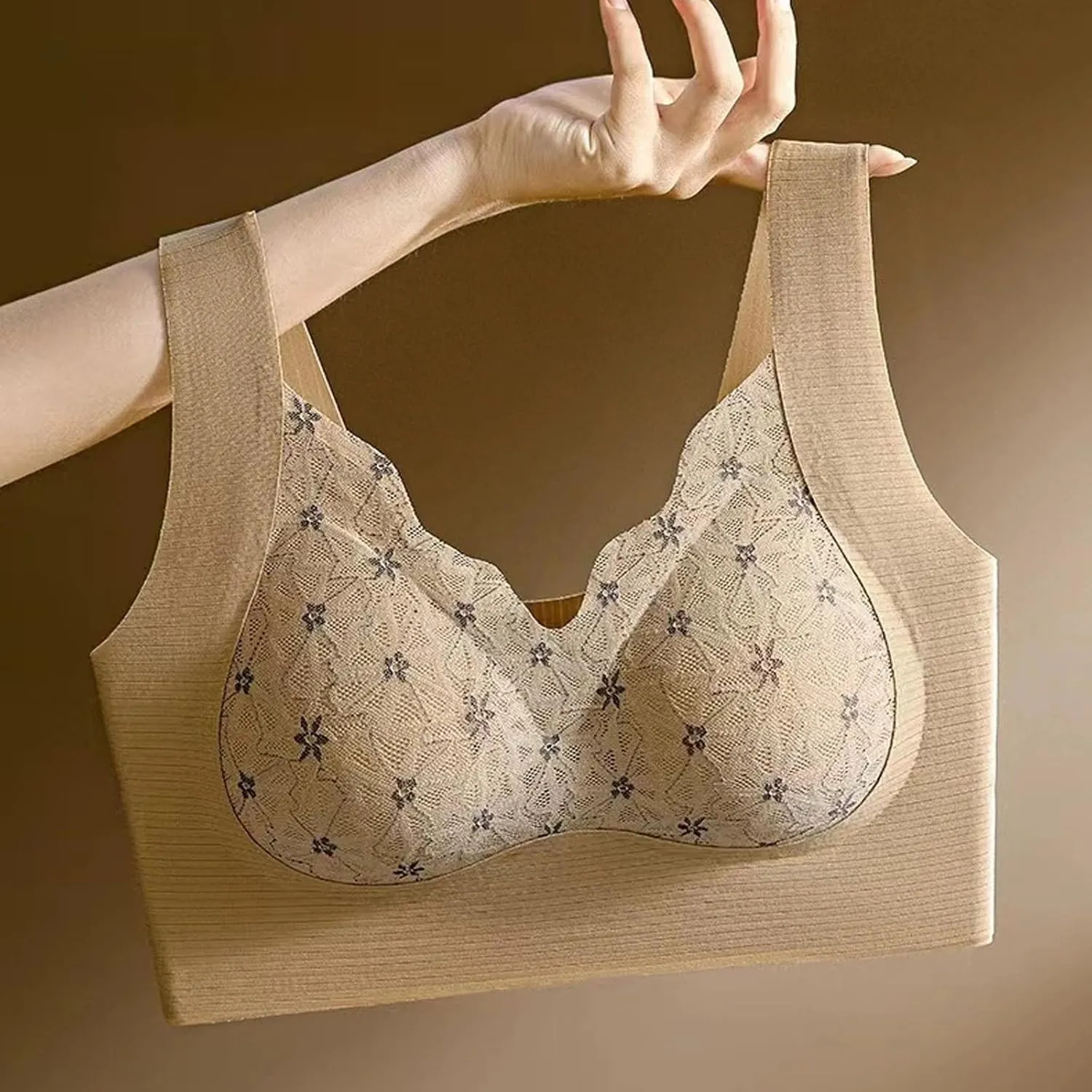 Rosiaa Bra, Ivylift-Seamless Wire-Free Push-Up Bra,Womens Powerful Push-Up Seamless Bra, Lace Tank Top Sleep Bra