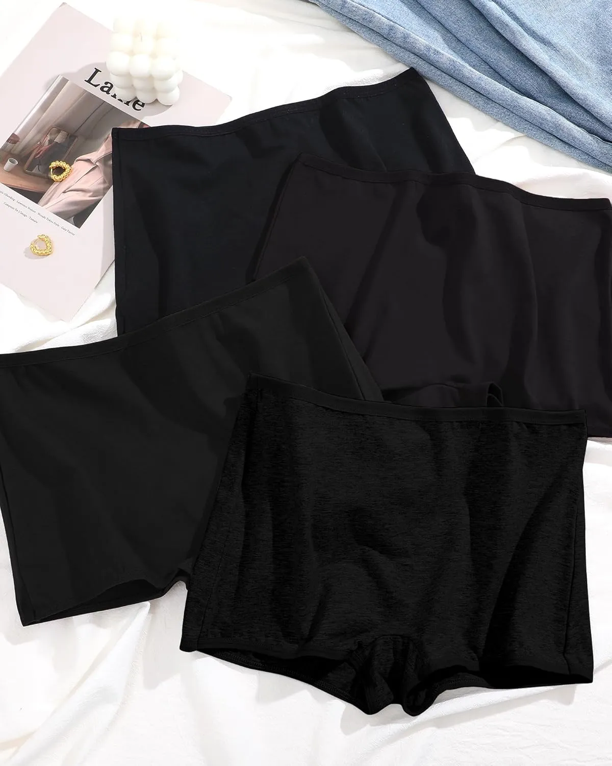 ROSYCORAL Boy Shorts Underwear for Women Cotton Panties Mid Rise Undies Full Coverage Boxers Briefs Boyshort 4 Pack S-XXL