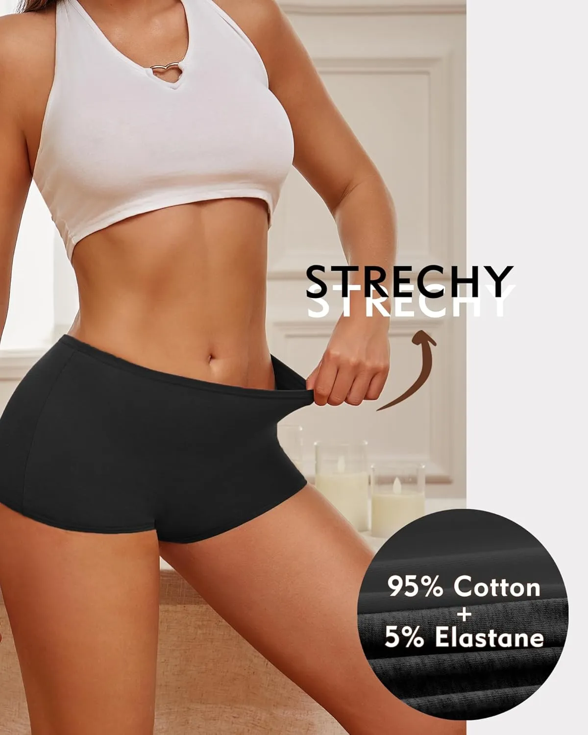 ROSYCORAL Boy Shorts Underwear for Women Cotton Panties Mid Rise Undies Full Coverage Boxers Briefs Boyshort 4 Pack S-XXL