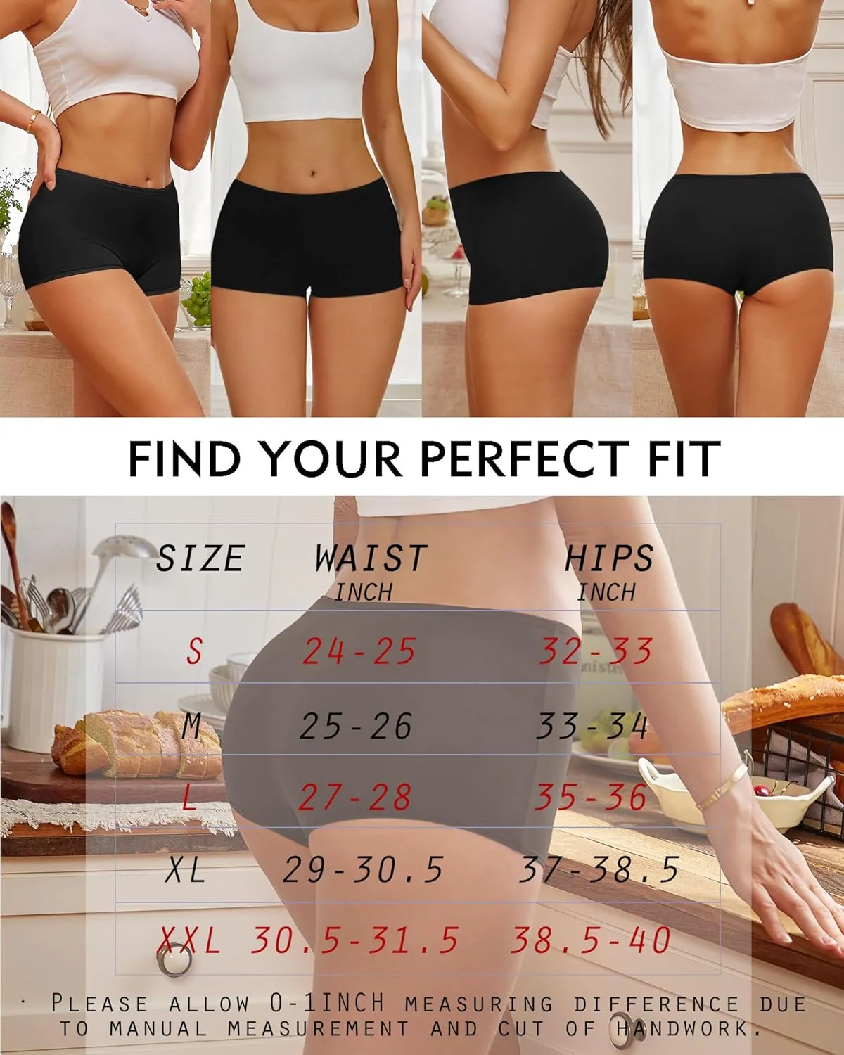 ROSYCORAL Boy Shorts Underwear for Women Cotton Panties Mid Rise Undies Full Coverage Boxers Briefs Boyshort 4 Pack S-XXL