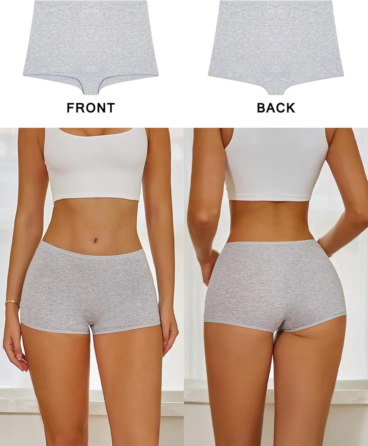 ROSYCORAL Boy Shorts Underwear for Women Cotton Panties Mid Rise Undies Full Coverage Boxers Briefs Boyshort 4 Pack S-XXL