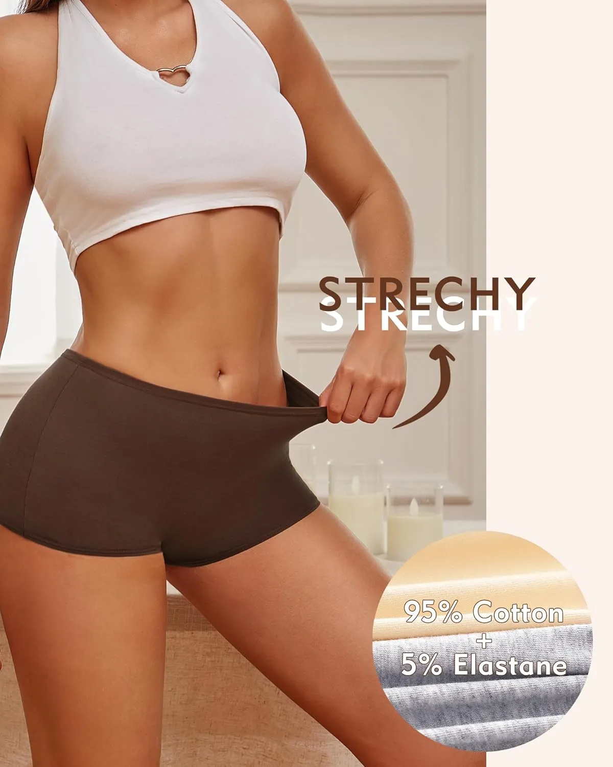 ROSYCORAL Boy Shorts Underwear for Women Cotton Panties Mid Rise Undies Full Coverage Boxers Briefs Boyshort 4 Pack S-XXL