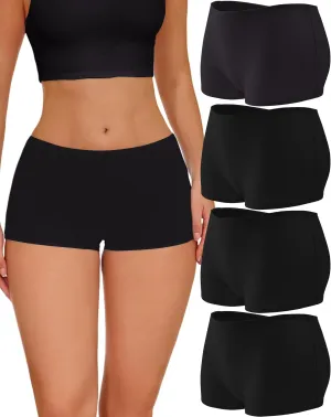 ROSYCORAL Boy Shorts Underwear for Women Cotton Panties Mid Rise Undies Full Coverage Boxers Briefs Boyshort 4 Pack S-XXL