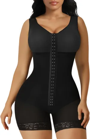 SHAPERX Women's Fajas Colombianas Tummy Control Shapewear Postpartum Full Body Shaper Butt Lifter Bodysuit (No Padding)