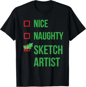 Sketch Artist Funny Pajama Christmas Gift T-Shirt