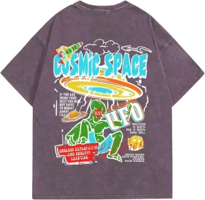 SOLY HUX Men's Graphic Tees Y2K Alien T Shirts Vintage Shirts 90s Oversized Streetwear Tops