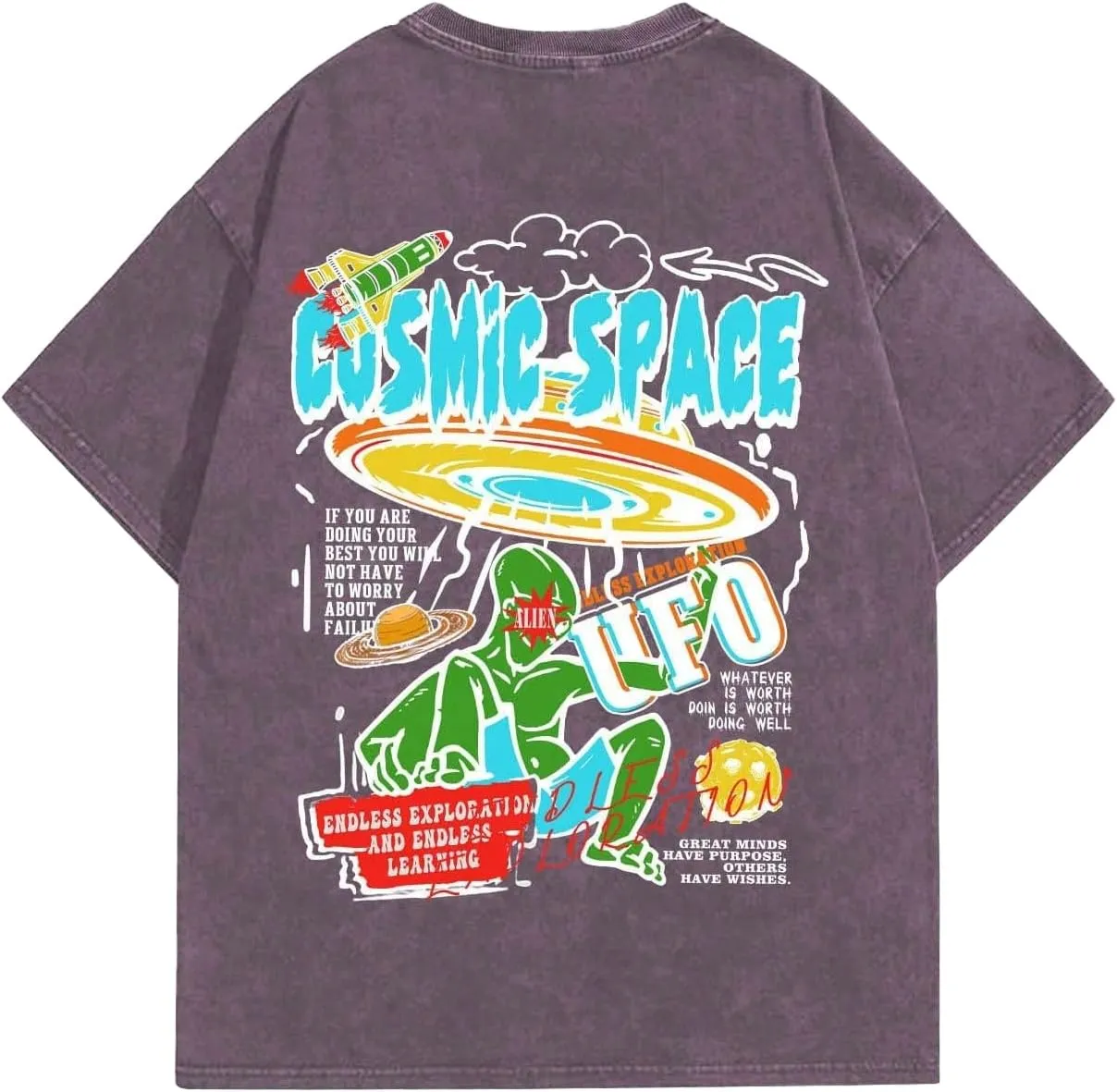 SOLY HUX Men's Graphic Tees Y2K Alien T Shirts Vintage Shirts 90s Oversized Streetwear Tops