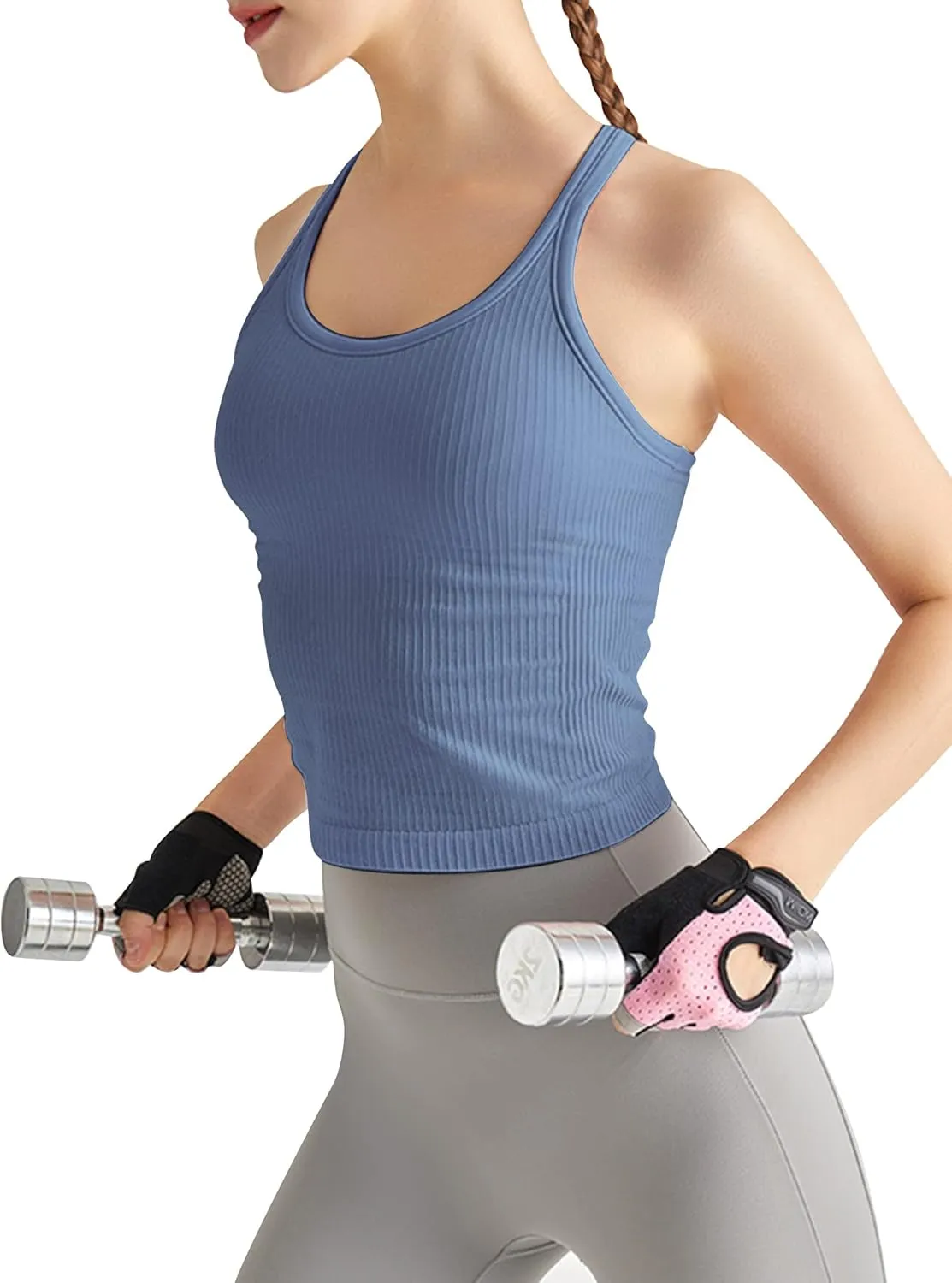 sphinx cat Ribbed Workout Short Racerback Tank Tops for Women with Built in Bra