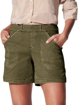 Summer Shorts for Women 2025 Trendy Plus Size Chino Shorts Stretchy High Waist Tummy Control Short Pants with Pocket