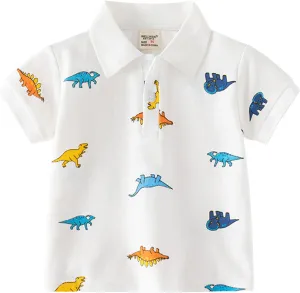 Summer Toddler Boys Short Sleeve Cartoon Prints T Shirt Cute Plo Shirt for Kids