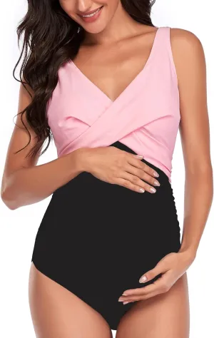SUMMERSUNSHINE Maternity One Piece Swimwear Front Cross Pregnancy Swimsuit Bathing Suit Maternity Bikini