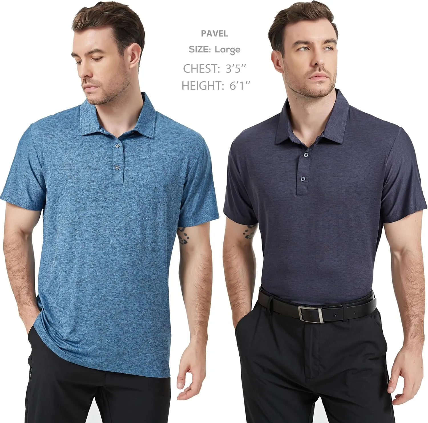 TELALEO 4/5 Pack Mens Polo Shirts Quick Dry Short Sleeve Golf T Shirt Performance Moisture Wicking Casual Workout