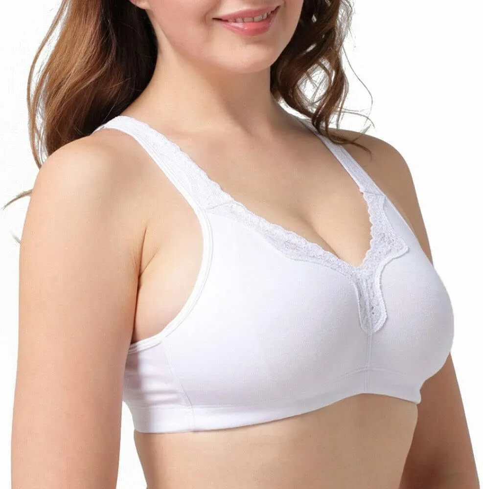 TELIMUSSTO Women's Plus Size Soft Cotton Lace Bra Full Coverage Wirefree Non-Padded