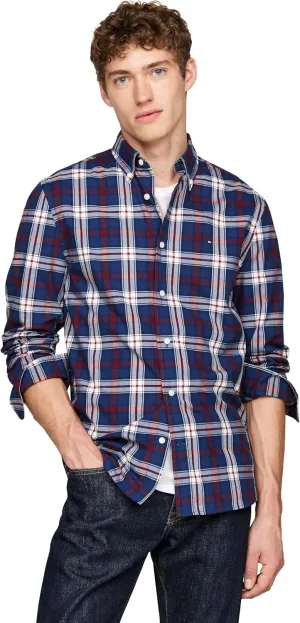 Tommy Hilfiger Long Sleeve Poplin Regular Fit, Men's Button Down Shirts, Also Available in Big and Tall