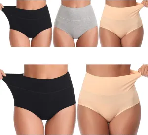 UMMISS Womens Underwear,Cotton High Waist Underwear for Women Full Coverage Soft Comfortable Briefs Panty Multipack