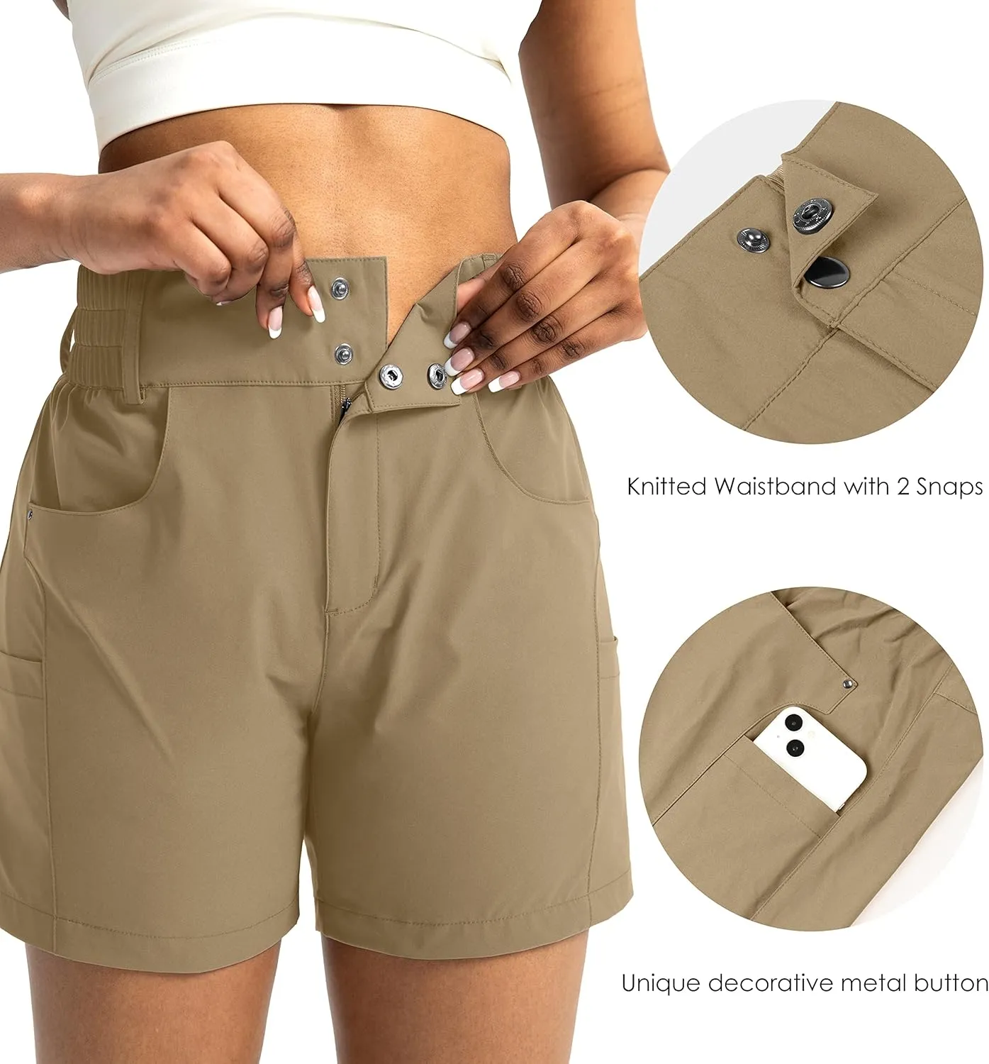 Viodia Women's 5" Hiking Golf Shorts with Pockets High Waist Stretch Cargo Short Shorts for Women Casual Summer