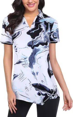 Viracy Womens V Neck Golf Polo Shirts Short Sleeve Quick Dry Workout Tops