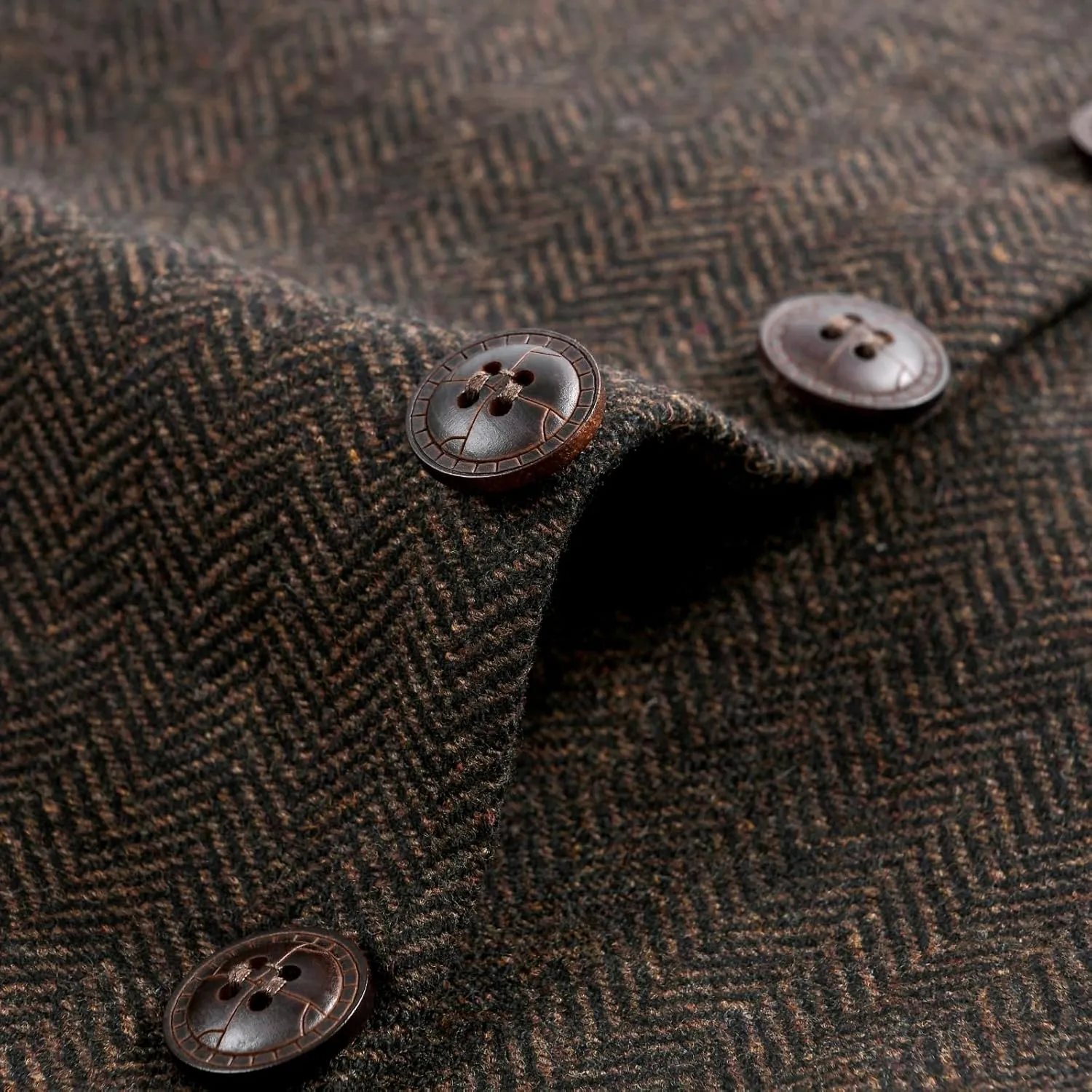 VOBOOM Men's Slim Fit Herringbone Tweed Suits Vest Premium Wool Blend Waistcoat