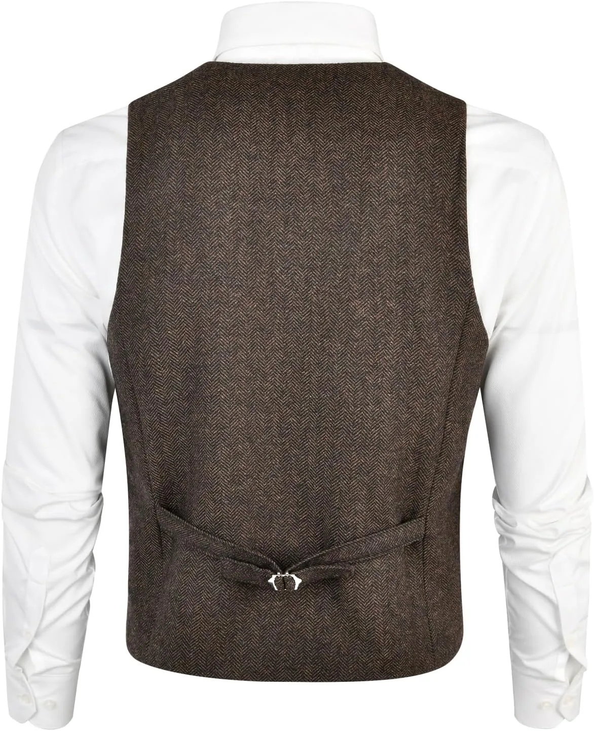 VOBOOM Men's Slim Fit Herringbone Tweed Suits Vest Premium Wool Blend Waistcoat