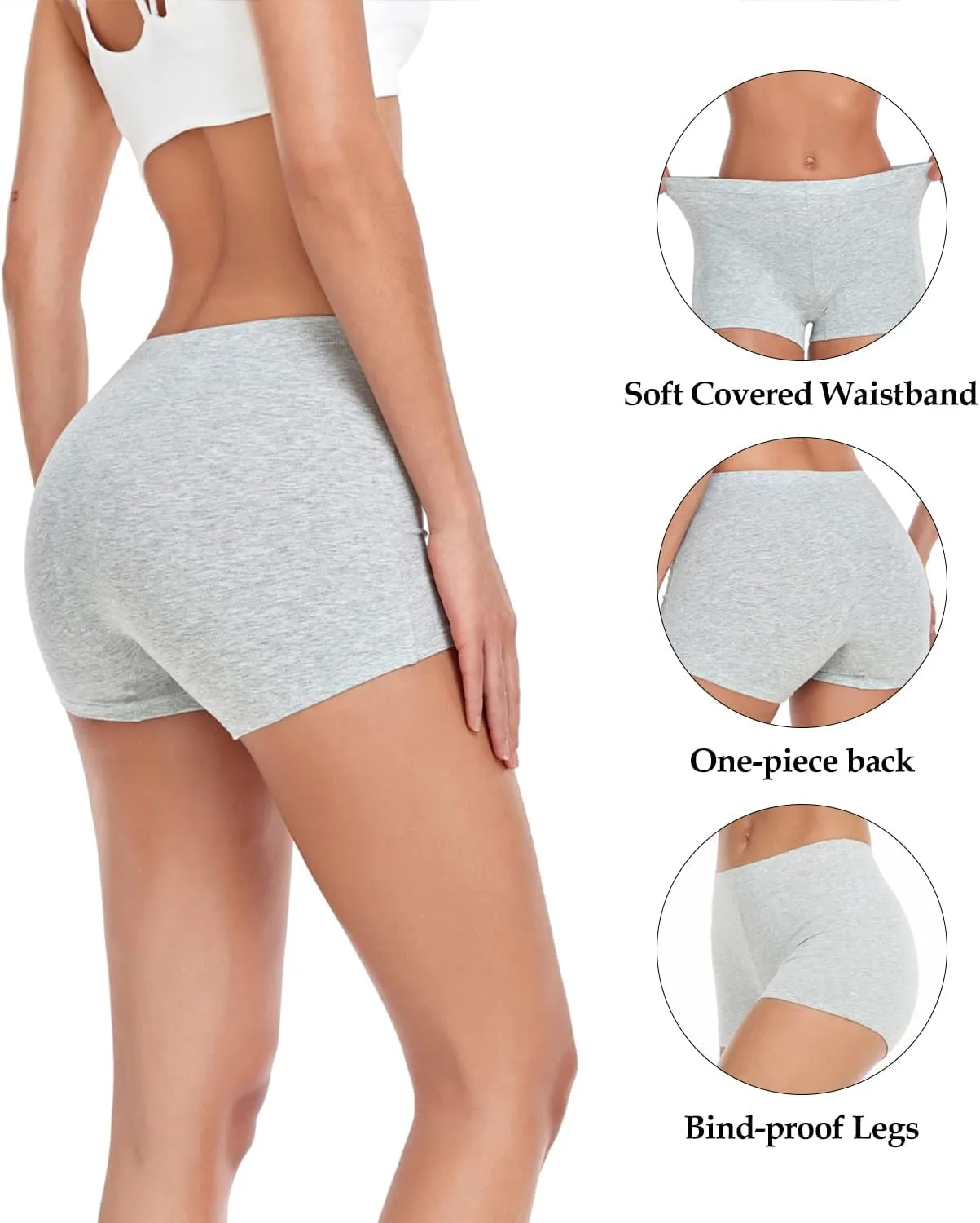 wirarpa Women's Boyshorts Panties Cotton Boxer Briefs for Ladies Underwear Shorts with Cotton Crotch 4 Pack