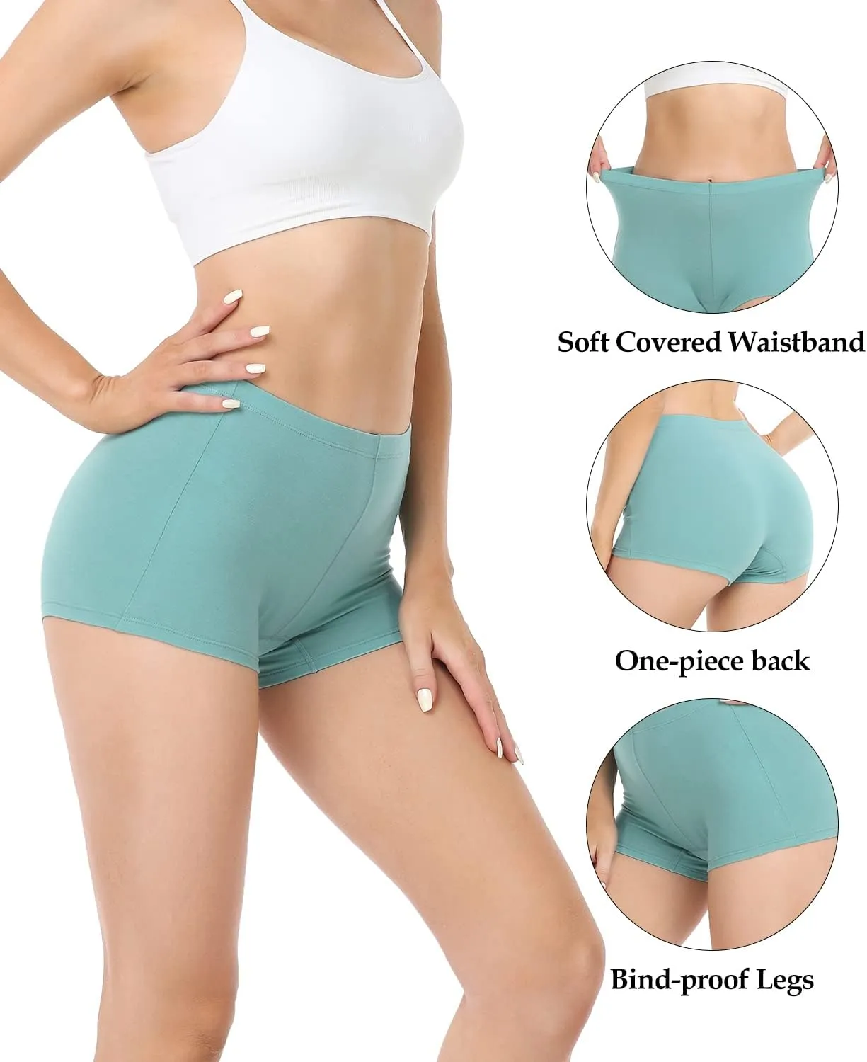 wirarpa Women's Boyshorts Panties Cotton Boxer Briefs for Ladies Underwear Shorts with Cotton Crotch 4 Pack