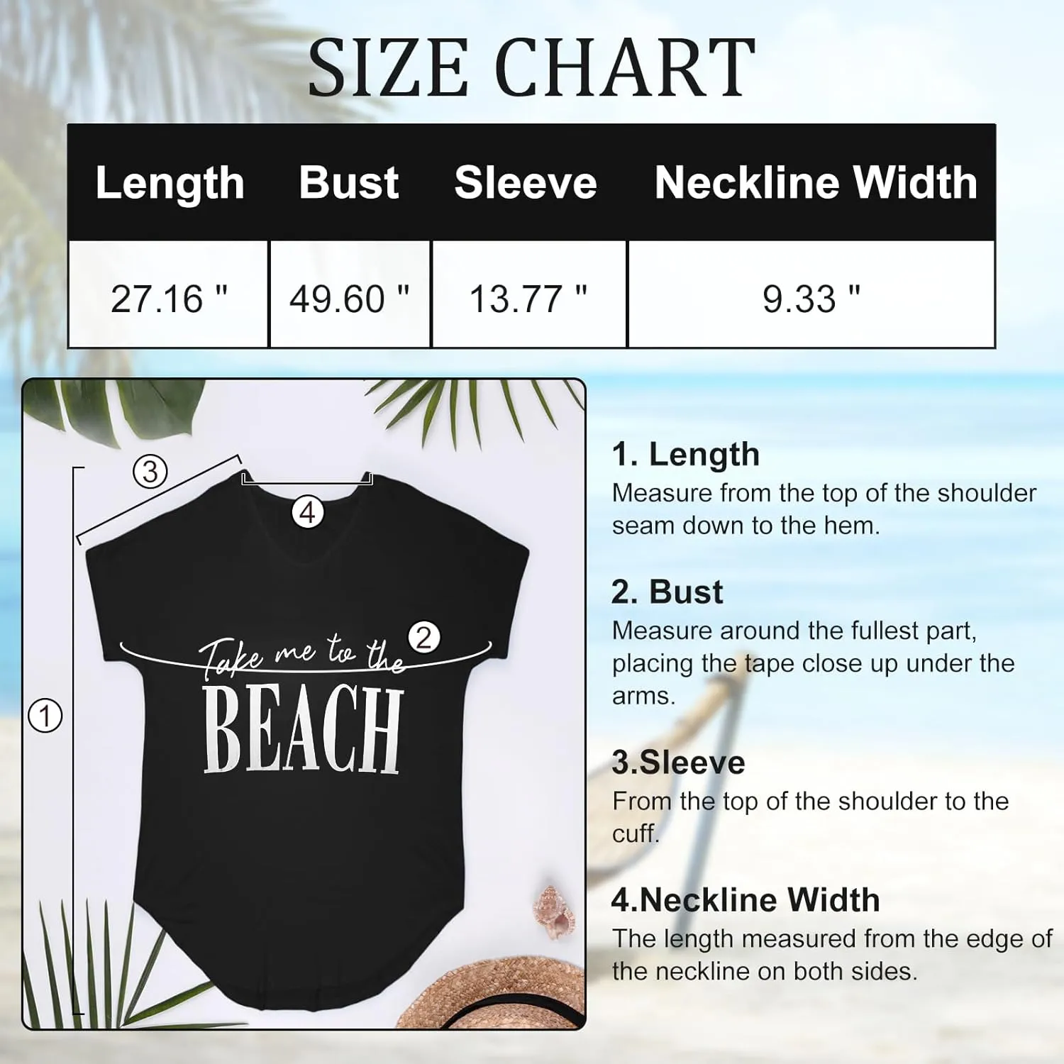 Women Swimsuit Coverup V-Neck Swimwear Bathing Suit Cover Up Cotton T-Shirt Bikini Dress