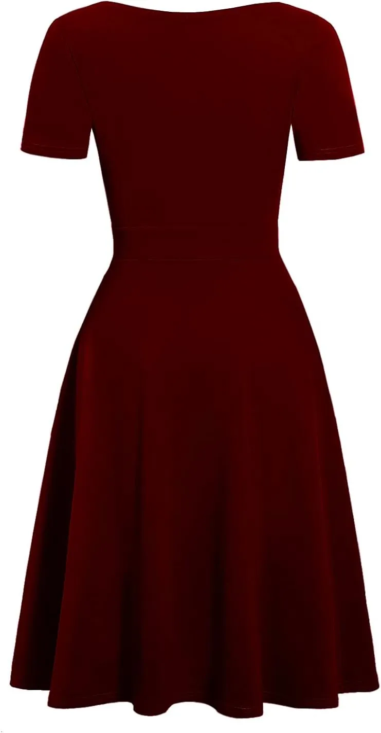 Women's Elegant Vintage Cotton Casual Floral Print Work Party Peter Pan Collar A-Line Dress with Pockets 978