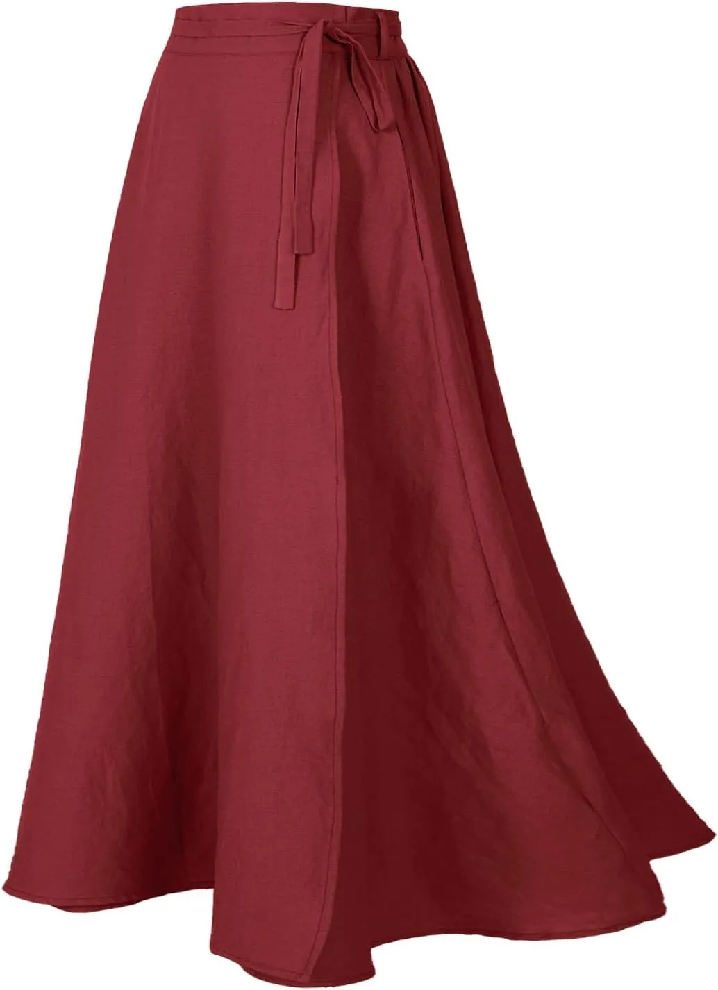 Women's Linen Wrap Skirt Casual Maxi Skirt Vintage A line Linen Skirt
