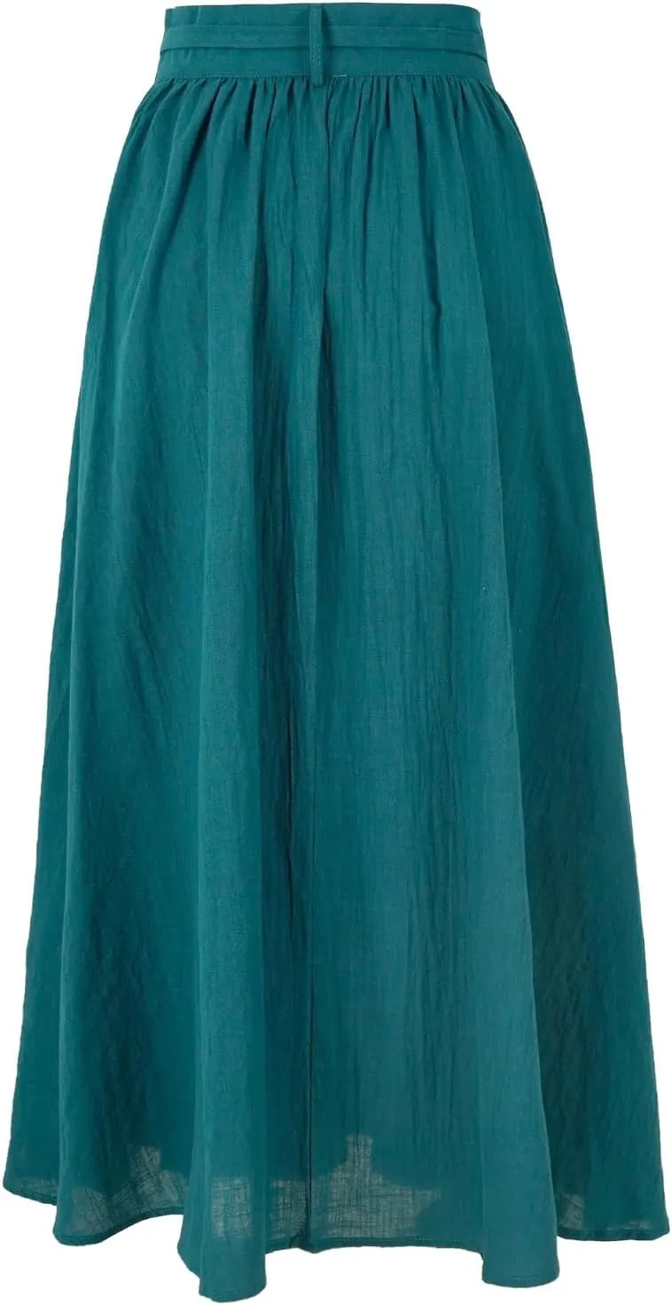 Women's Linen Wrap Skirt Casual Maxi Skirt Vintage A line Linen Skirt