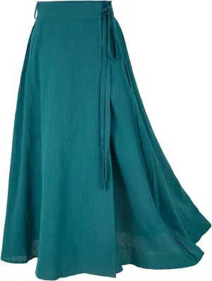 Women's Linen Wrap Skirt Casual Maxi Skirt Vintage A line Linen Skirt