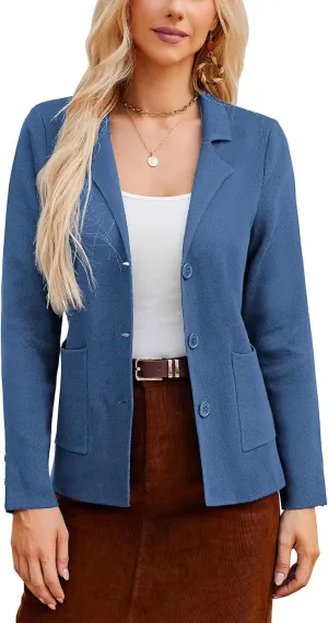 Women's Long Sleeve Casual Blazer Work Office Bussiness Jacket with Pocket