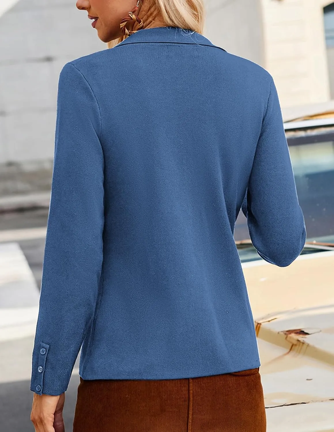 Women's Long Sleeve Casual Blazer Work Office Bussiness Jacket with Pocket