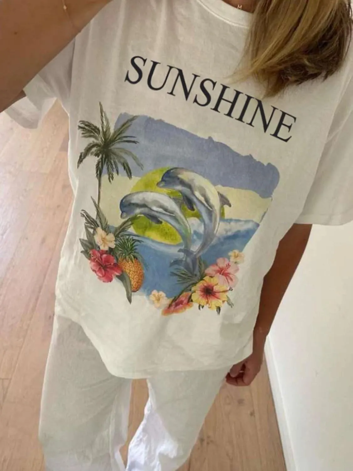 Womens Oversized Vintage Flower Tshirts Preppy Western Graphic Tees Tops Y2k Ocean Coastal Summer Beachy T Shirts