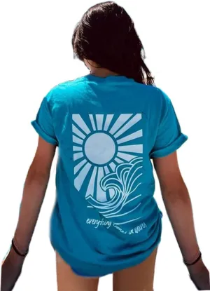 Womens Oversized Vintage Flower Tshirts Preppy Western Graphic Tees Tops Y2k Ocean Coastal Summer Beachy T Shirts