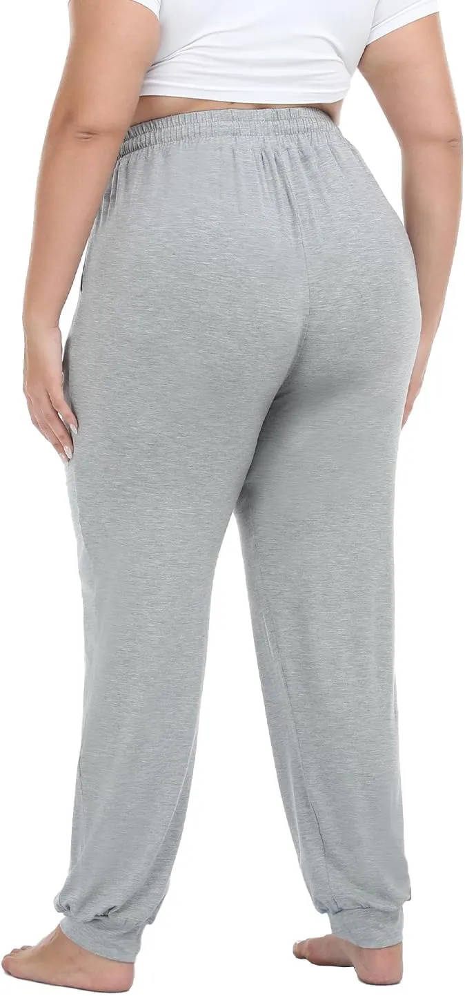 Women's Plus Size Joggers Cotton Sweatpants Casual Lounge Yoga Pants Drawstring with Pockets