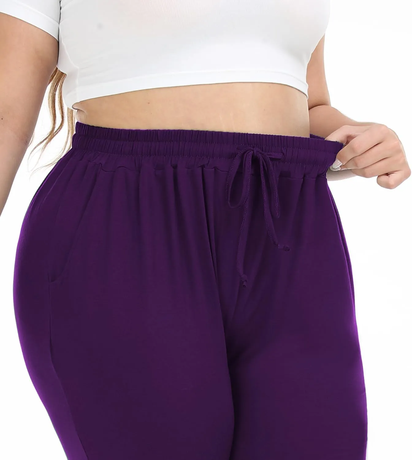 Women's Plus Size Joggers Cotton Sweatpants Casual Lounge Yoga Pants Drawstring with Pockets