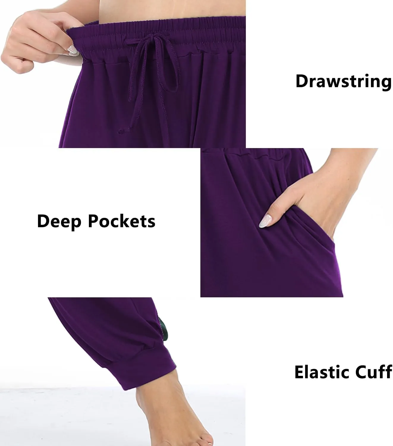 Women's Plus Size Joggers Cotton Sweatpants Casual Lounge Yoga Pants Drawstring with Pockets