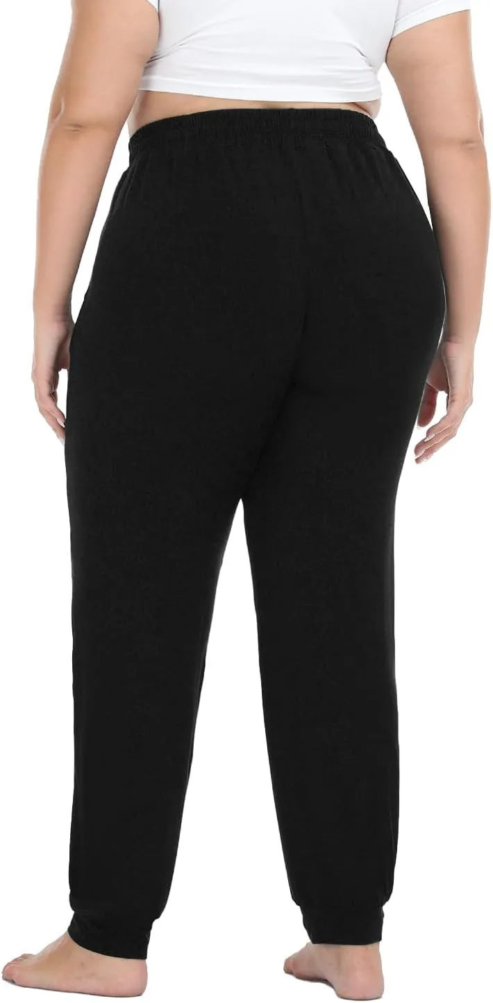 Women's Plus Size Joggers Cotton Sweatpants Casual Lounge Yoga Pants Drawstring with Pockets