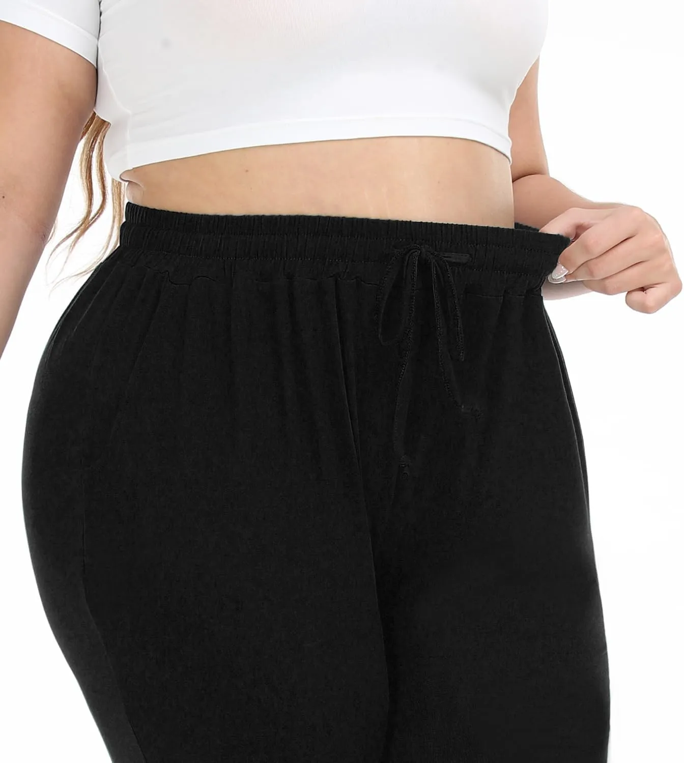 Women's Plus Size Joggers Cotton Sweatpants Casual Lounge Yoga Pants Drawstring with Pockets