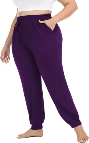 Women's Plus Size Joggers Cotton Sweatpants Casual Lounge Yoga Pants Drawstring with Pockets
