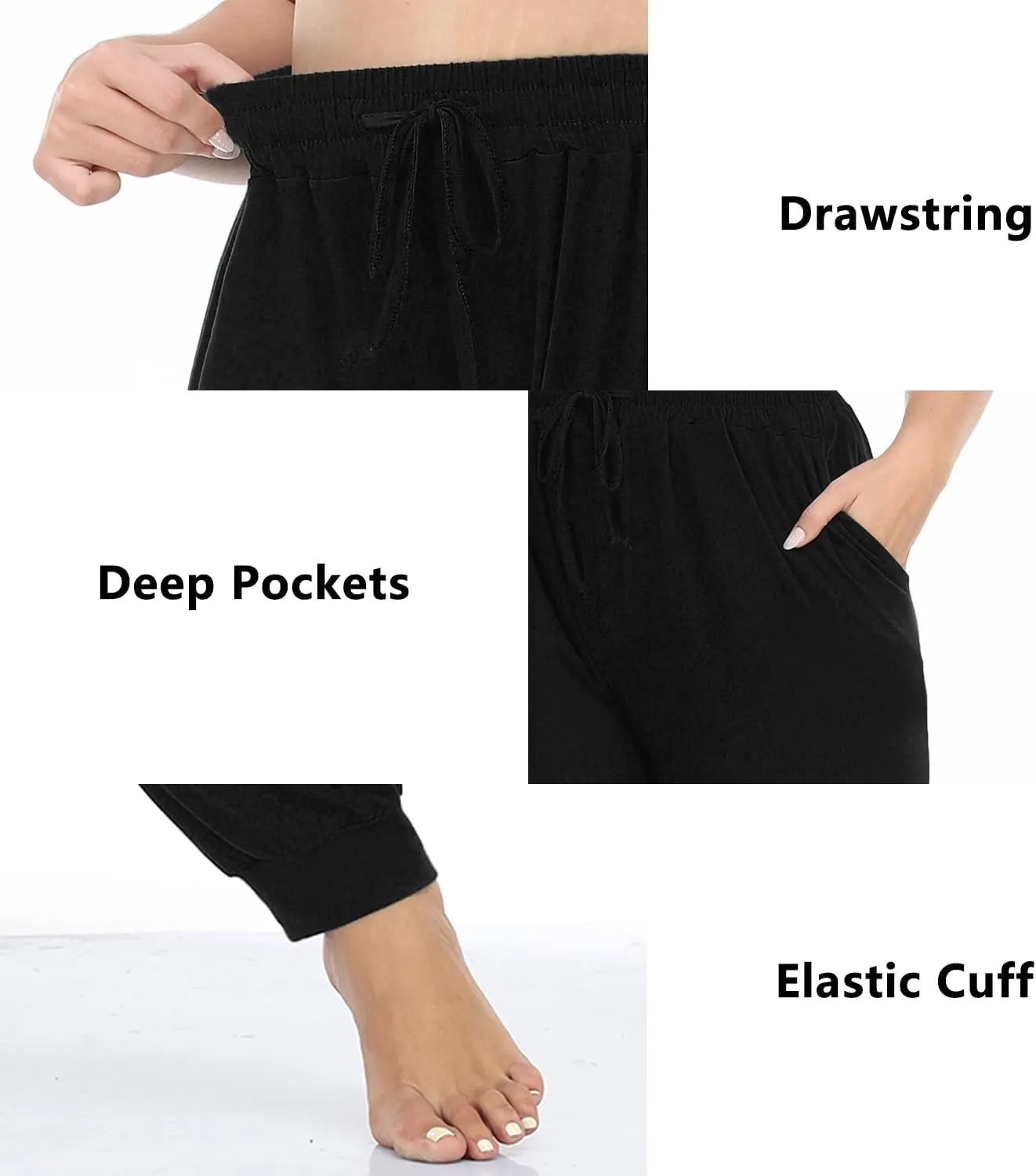 Women's Plus Size Joggers Cotton Sweatpants Casual Lounge Yoga Pants Drawstring with Pockets