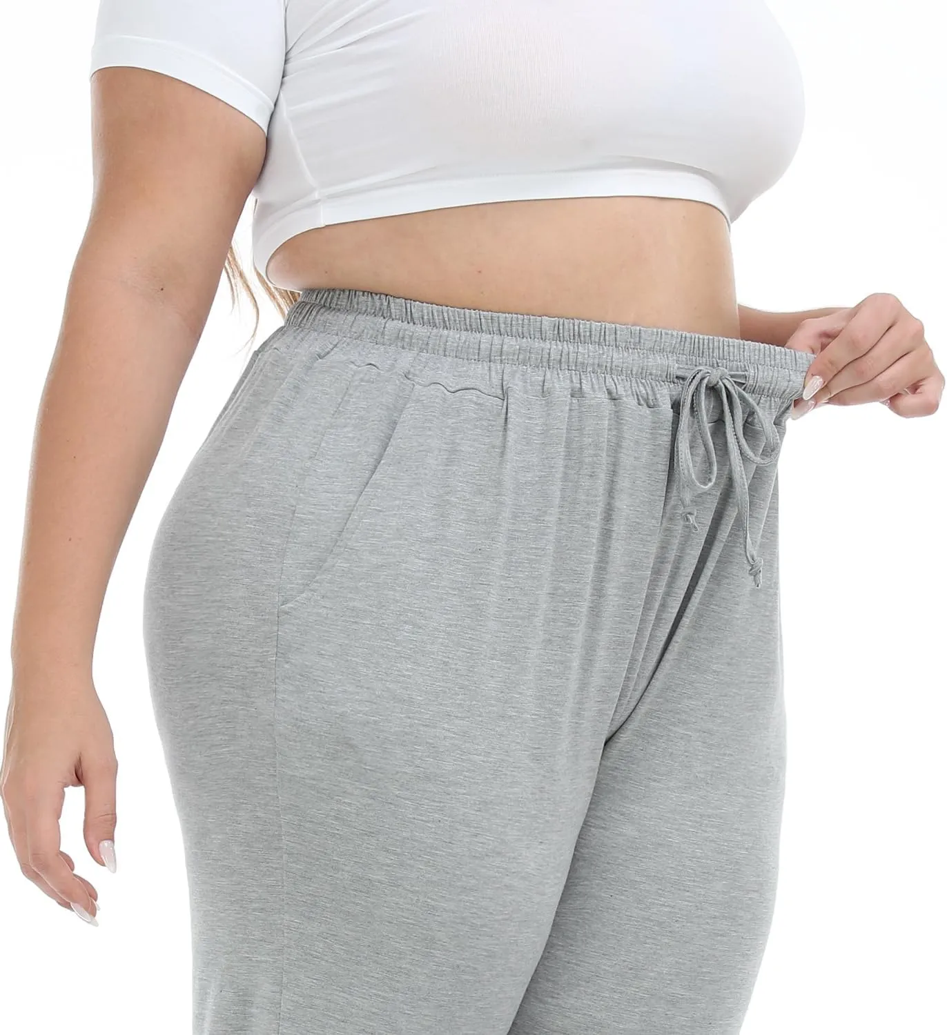 Women's Plus Size Joggers Cotton Sweatpants Casual Lounge Yoga Pants Drawstring with Pockets