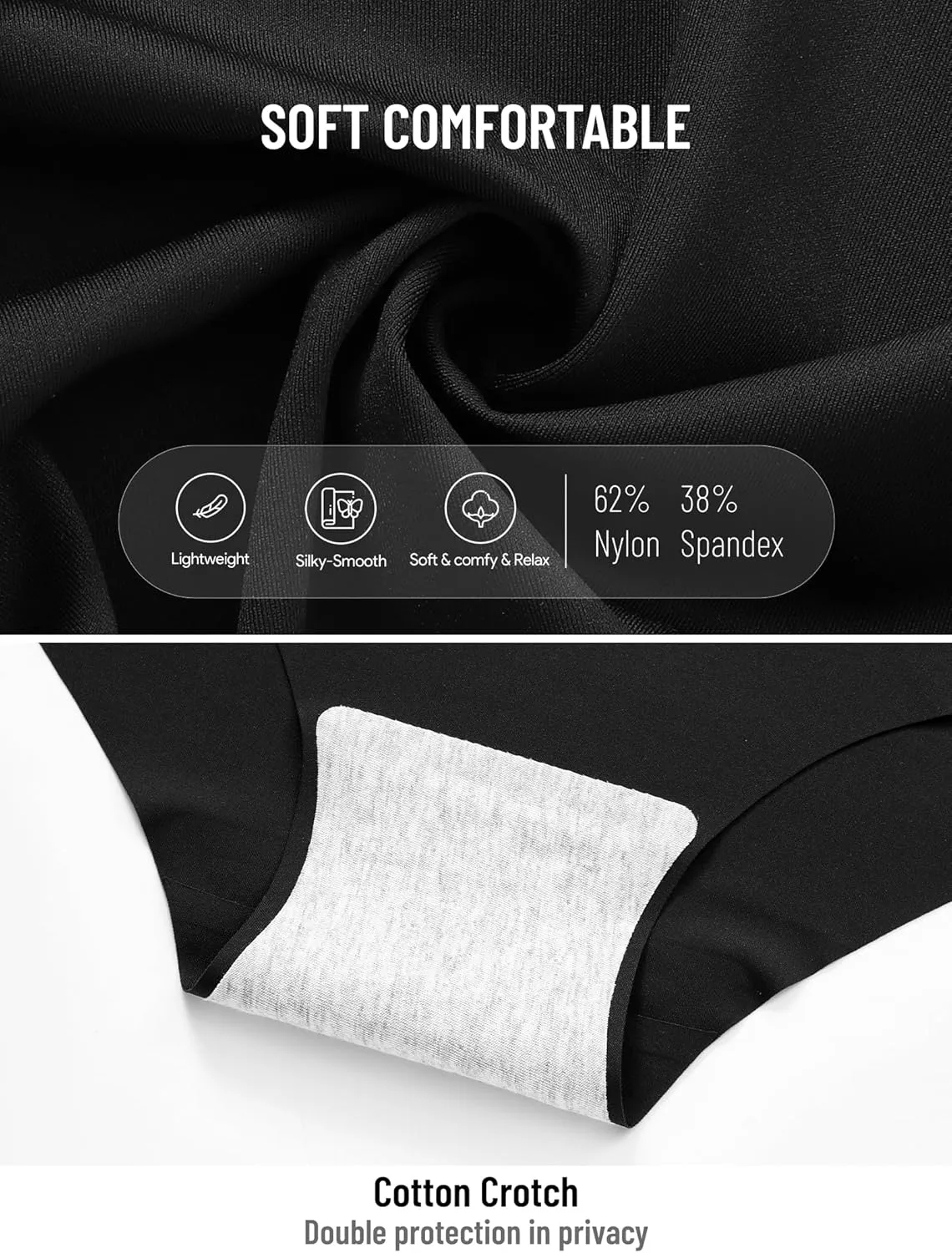Women's Seamless No-Show Bikini Underwear Comfortable Stretch Invisible Hipster Panties for Everyday Wear 6PACK