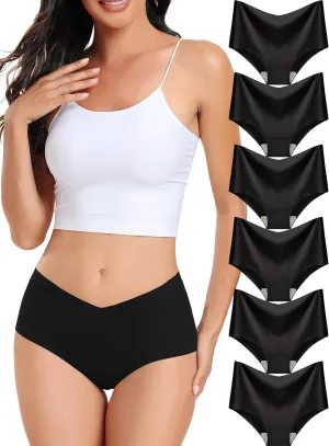 Women's Seamless No-Show Bikini Underwear Comfortable Stretch Invisible Hipster Panties for Everyday Wear 6PACK