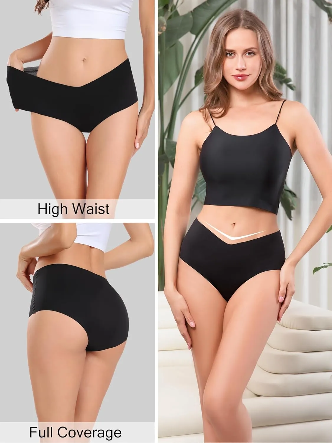 Women's Seamless No-Show Bikini Underwear Comfortable Stretch Invisible Hipster Panties for Everyday Wear 6PACK
