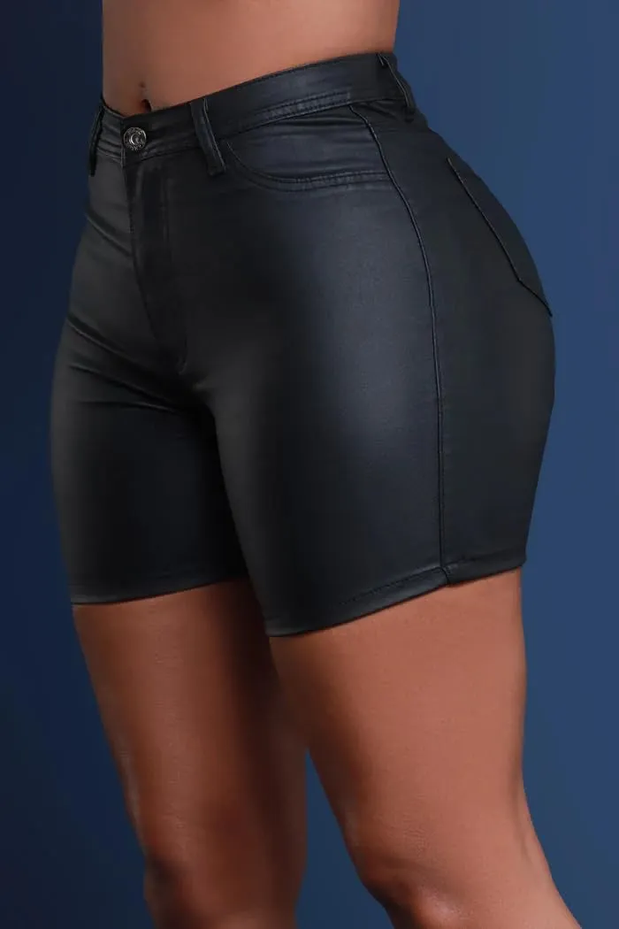 Zebaexf Women Sexy Leather Legging Shorts High Waist Faux Leg Stretchy Shorts PU Leather Pants