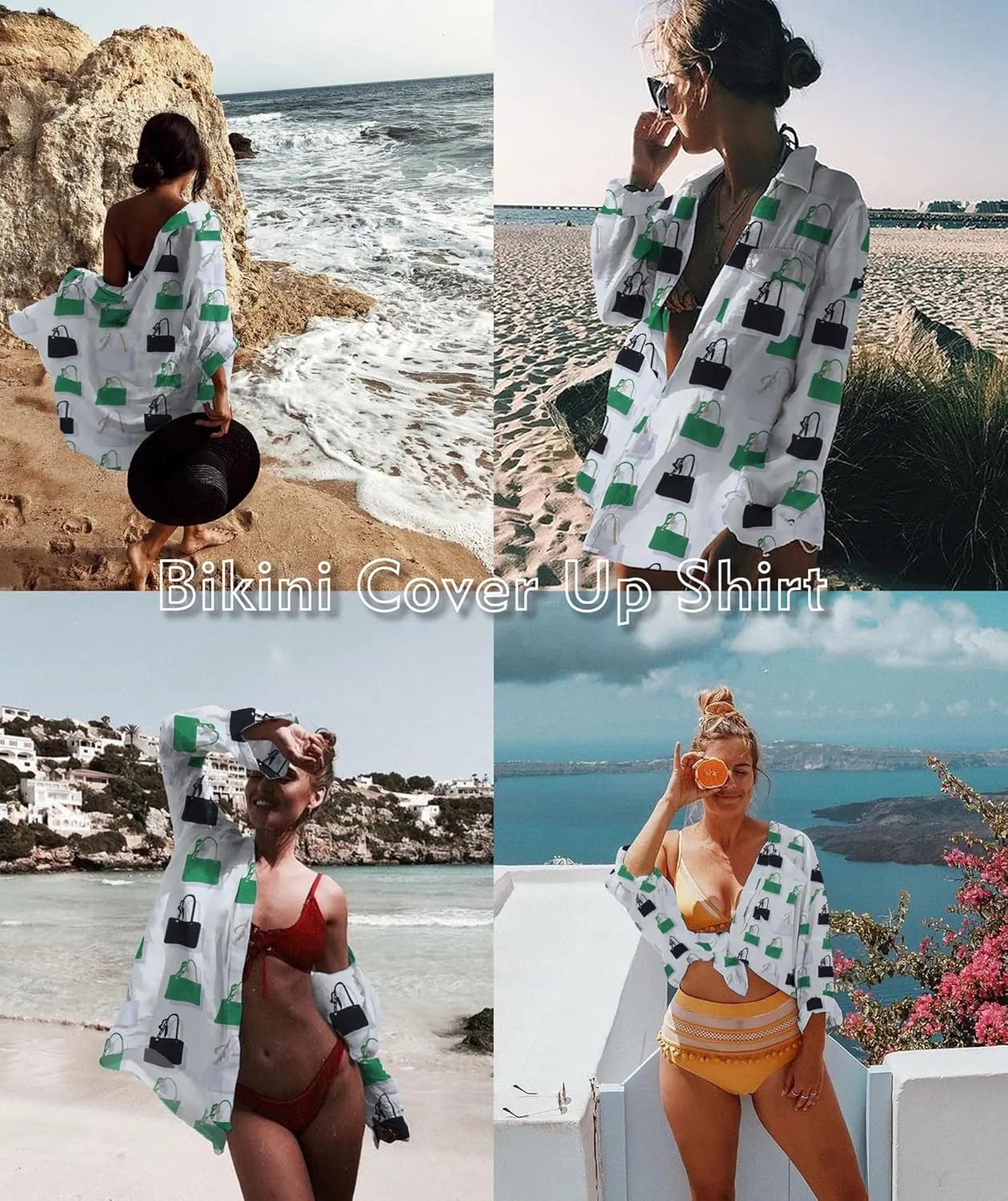 Zoye Chen Womens Bikini Swimsuit Cover Up Button Down V Neck Shirts Long Sleeve Blouse Beachwear Bathing Suit